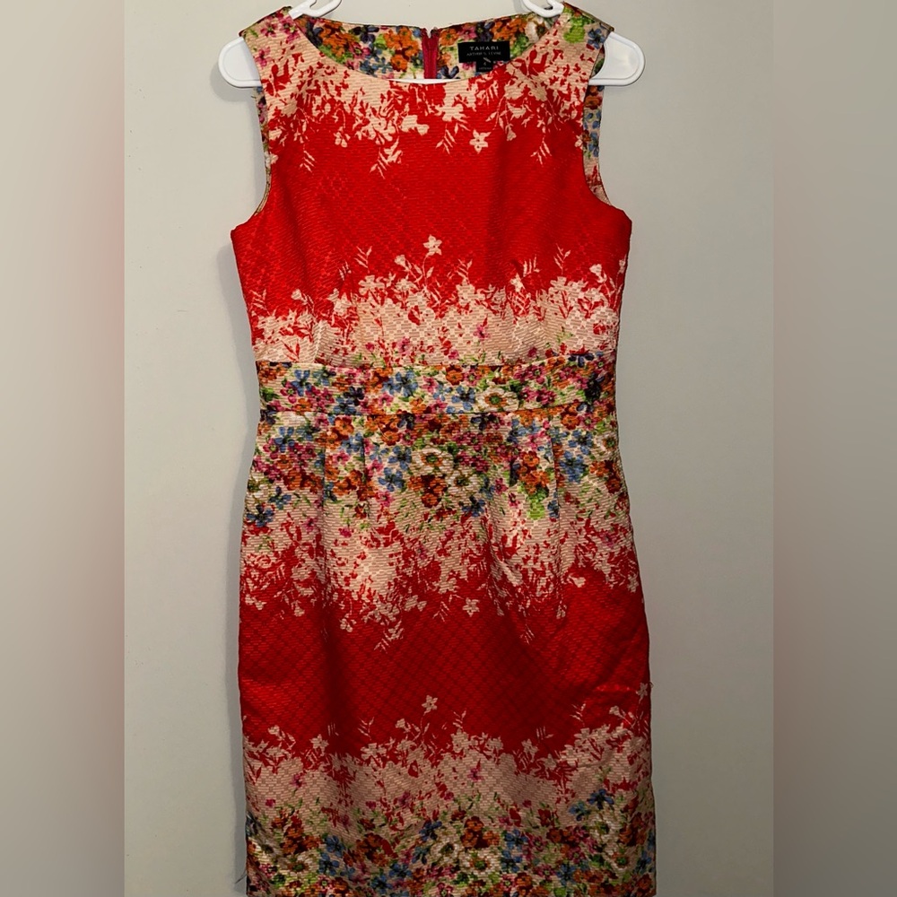 Tahari Arthur S. Levine floral sleeveless sheath midi dress